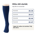 Storleksguide för stödstrumpor, storlek 36–47 efter skostorlek