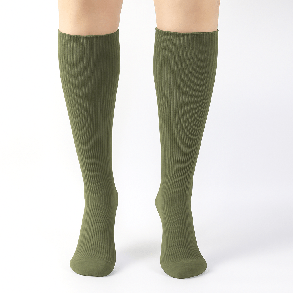 Stödstrumpa Bomull Mossgrön - Rehlex